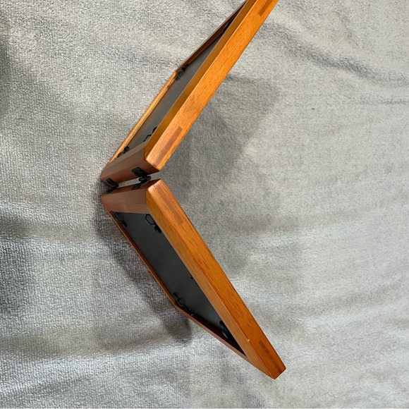 Elegant Brown Solid Wood Double Bifold Picture Frame 5x7 Home Decor Memories - Picture 4 of 4